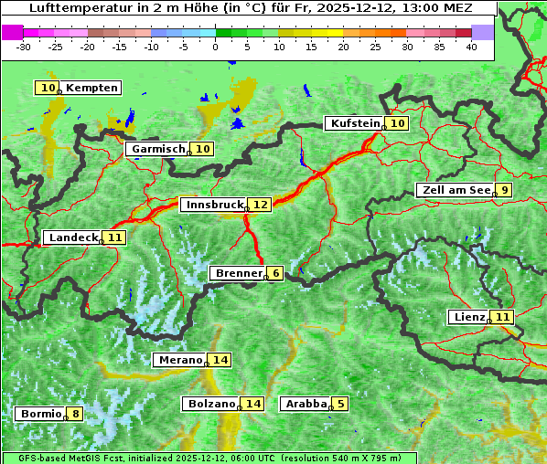 Temperatur, 12. 12. 2025