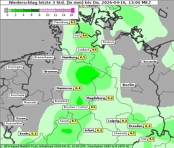 Niederschlag, 16. 4. 2026