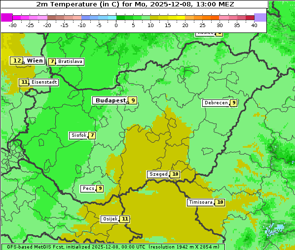 Temperatur, 8. 12. 2025
