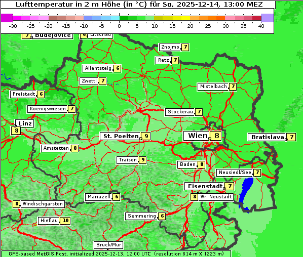 Temperatur, 14. 12. 2025
