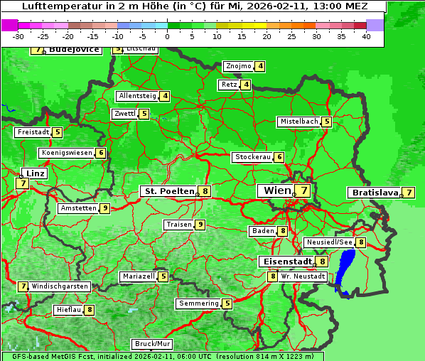 Temperatur, 11. 2. 2026