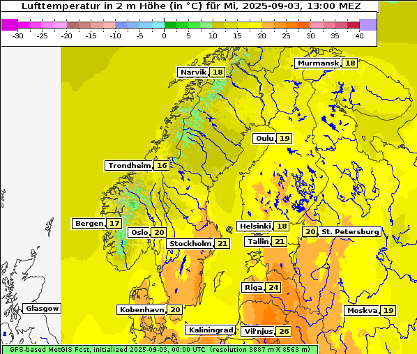 Temperatur, 3. 9. 2025