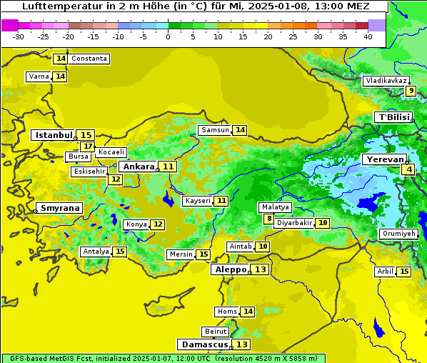 Temperatur, 8. 1. 2025