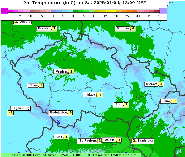 Temperatur, 4. 1. 2025