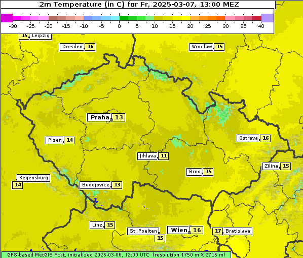 Temperatur, 7. 3. 2025