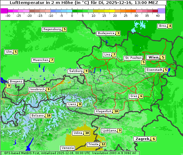 Temperatur, 16. 12. 2025