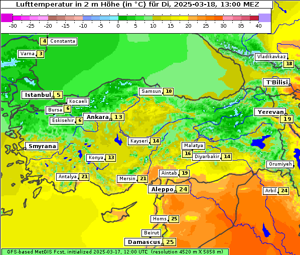 Temperatur, 18. 3. 2025