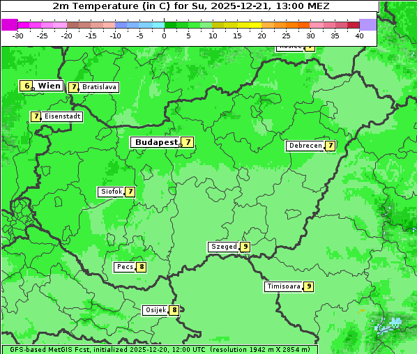 Temperatur, 21. 12. 2025