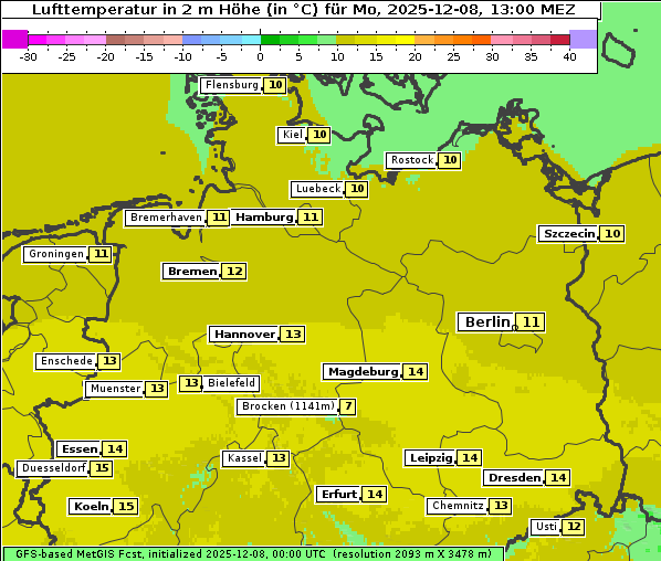 Temperatur, 8. 12. 2025