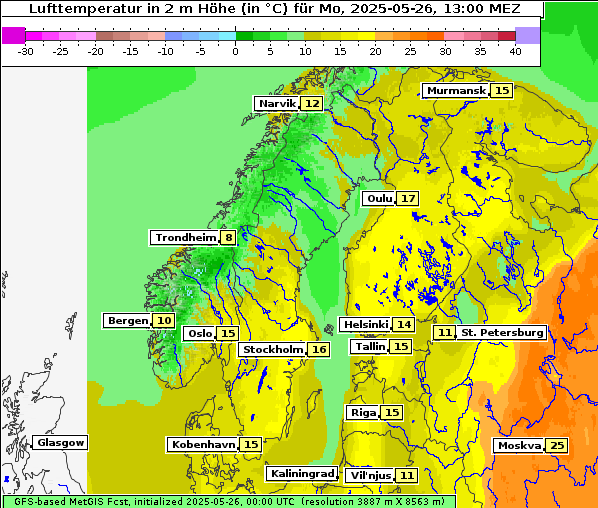 Temperatur, 26. 5. 2025