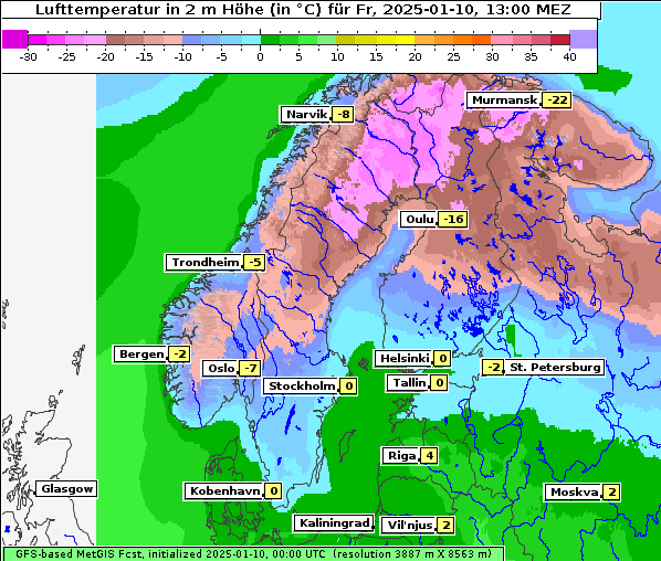 Temperatur, 10. 1. 2025