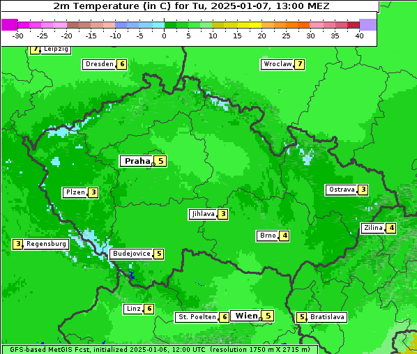 Temperatur, 7. 1. 2025