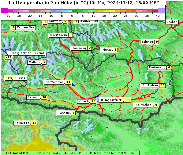 Temperatur, 18. 11. 2024