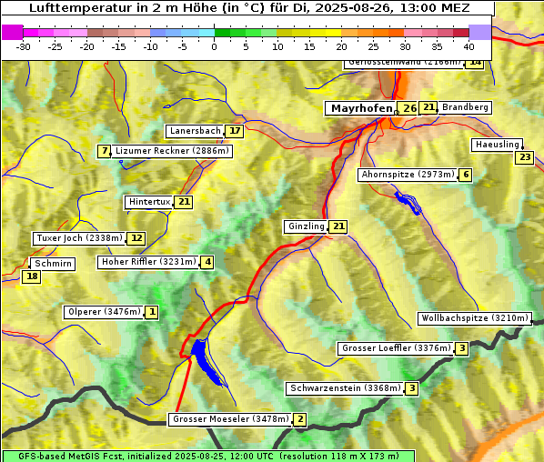 Temperatur, 26. 8. 2025