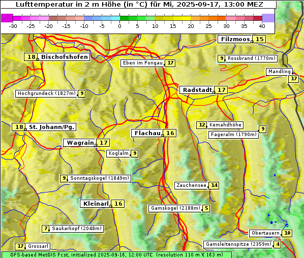 Temperatur, 17. 9. 2025