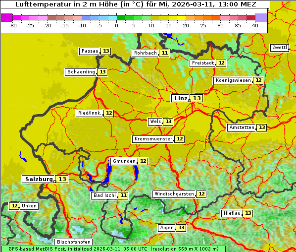 Temperatur, 11. 3. 2026