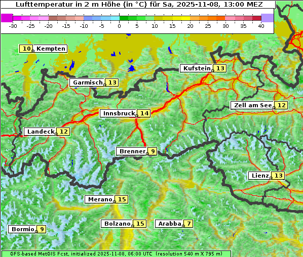 Temperatur, 8. 11. 2025