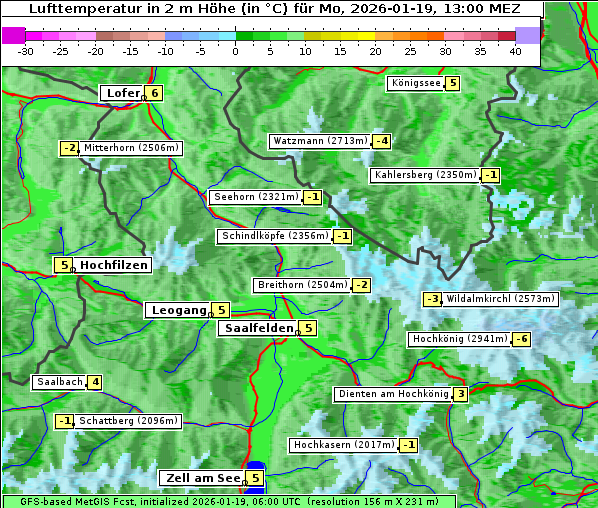 Temperatur, 19. 1. 2026