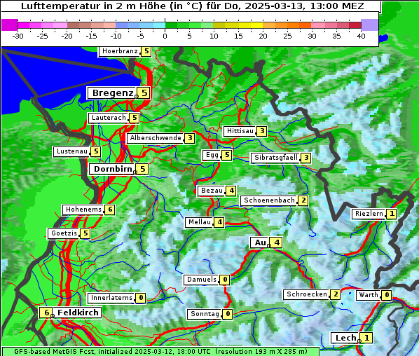 Temperatur, 13. 3. 2025