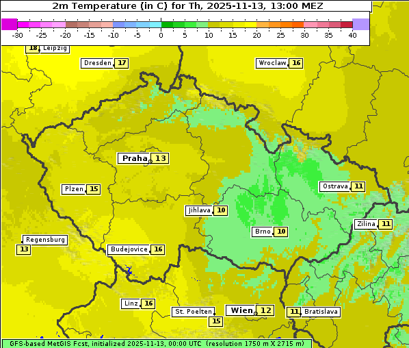 Temperatur, 13. 11. 2025