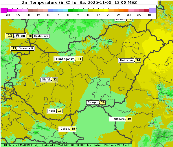 Temperatur, 8. 11. 2025