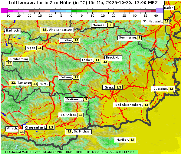 Temperatur, 20. 10. 2025
