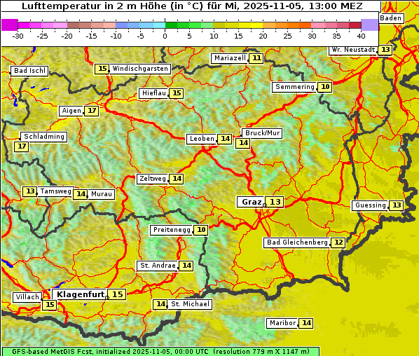 Temperatur, 5. 11. 2025