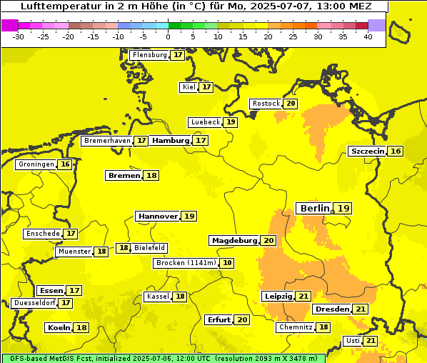 Temperatur, 7. 7. 2025