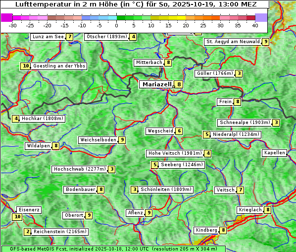 Temperatur, 19. 10. 2025