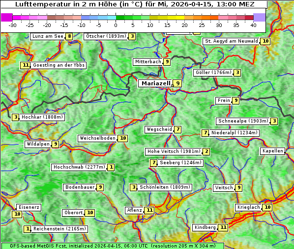 Temperatur, 15. 4. 2026