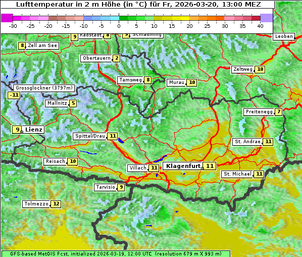 Temperatur, 20. 3. 2026