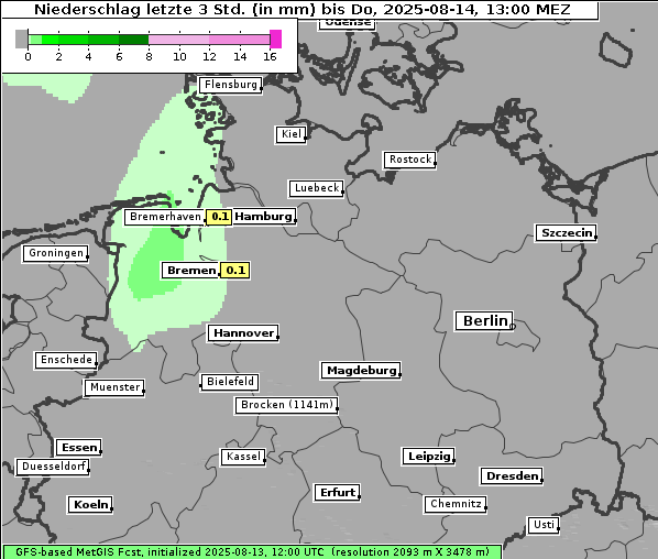 Niederschlag, 14. 8. 2025