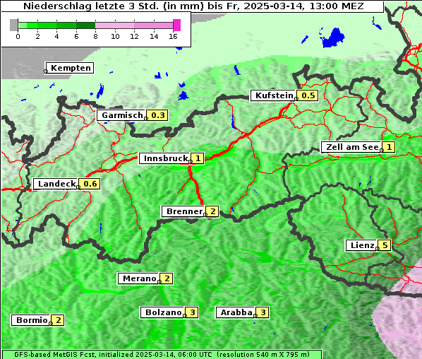 Niederschlag, 14. 3. 2025