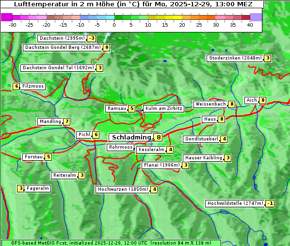 Temperatur, 29. 12. 2025