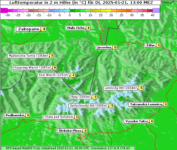 Temperatur, 21. 1. 2025