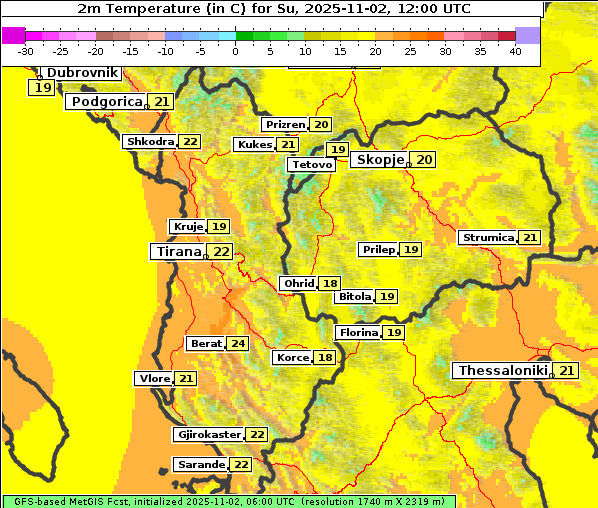 Temperatur, 2. 11. 2025