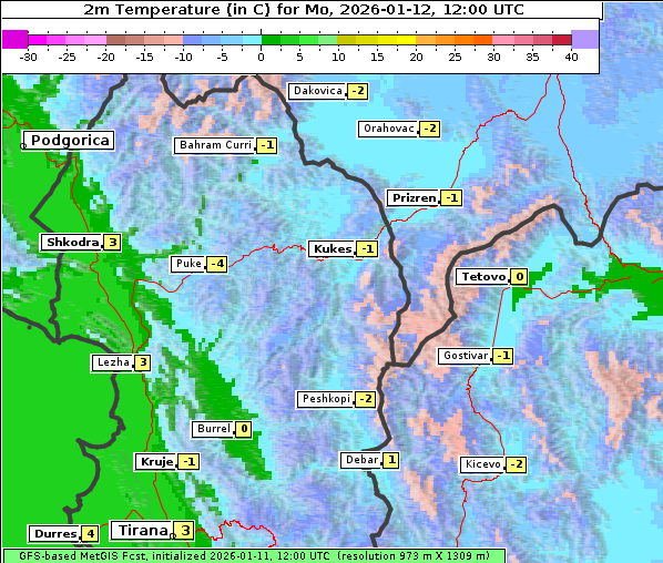 Temperatur, 12. 1. 2026