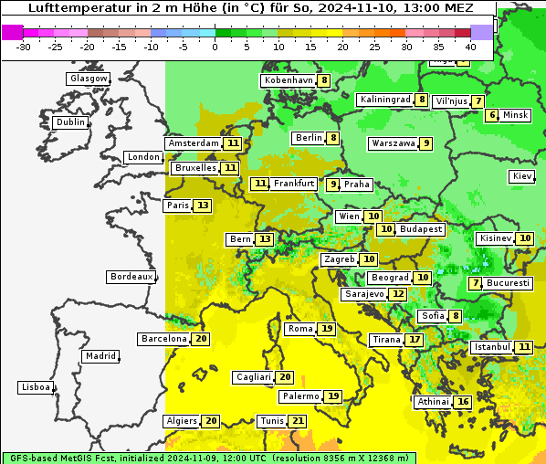 Temperatur, 10. 11. 2024