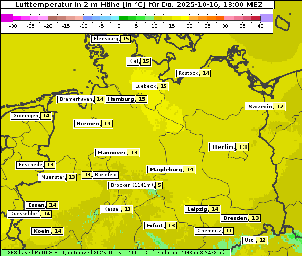 Temperatur, 16. 10. 2025