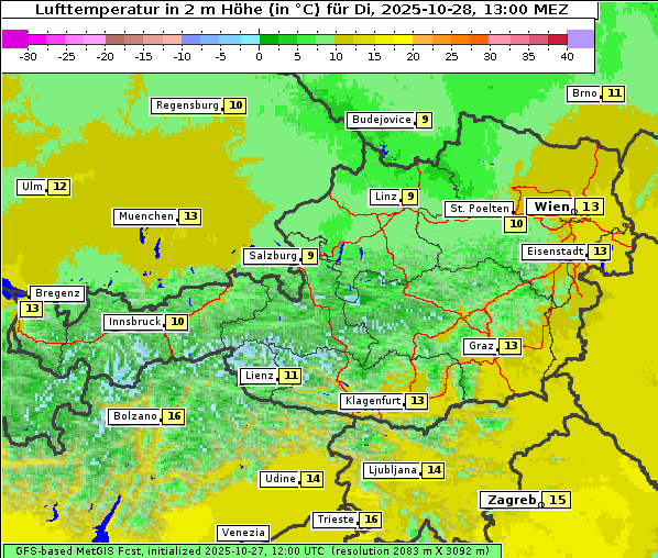 Temperatur, 28. 10. 2025