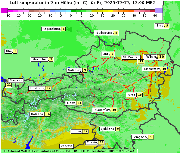 Temperatur, 12. 12. 2025
