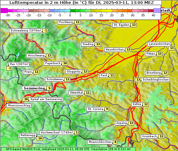 Temperatur, 11. 3. 2025