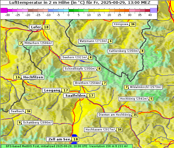 Temperatur, 29. 8. 2025