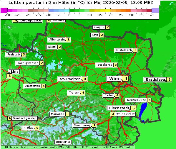 Temperatur, 9. 2. 2026