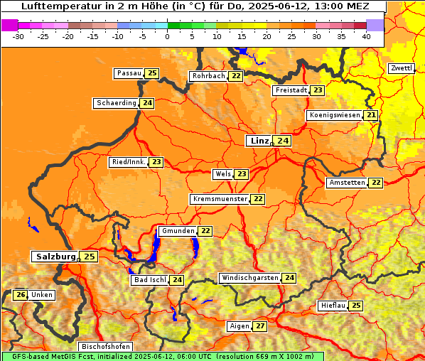 Temperatur, 12. 6. 2025