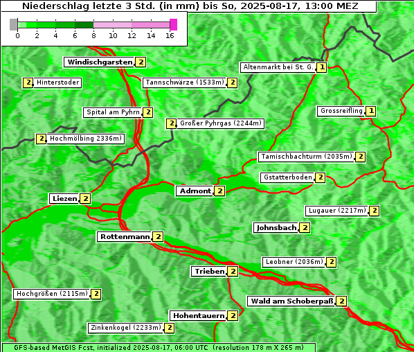 Niederschlag, 17. 8. 2025