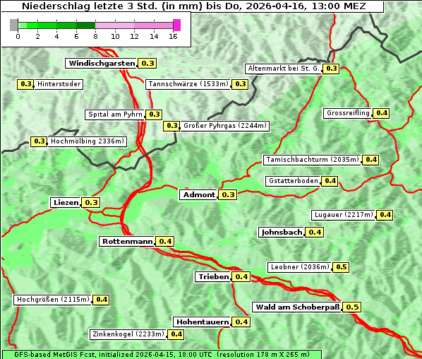 Niederschlag, 16. 4. 2026