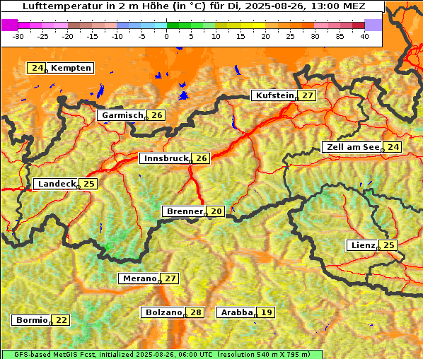 Temperatur, 26. 8. 2025