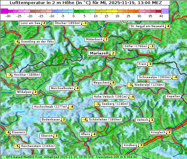 Temperatur, 19. 11. 2025