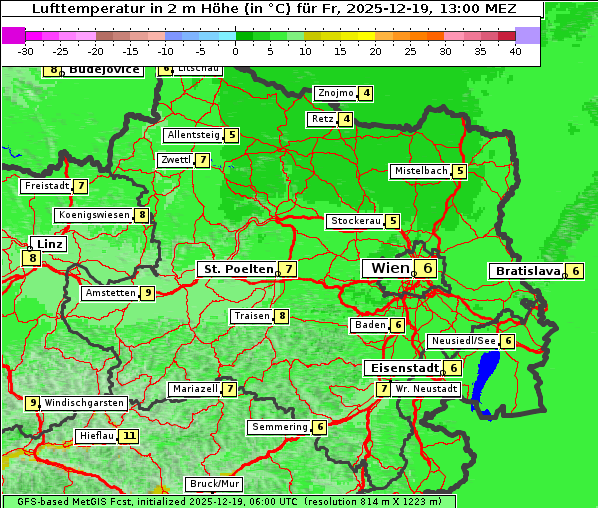 Temperatur, 19. 12. 2025